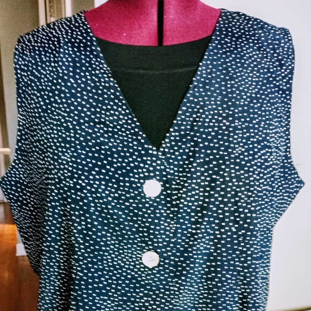 Vintage Tofy Navy Blue Polka Dot Vest
